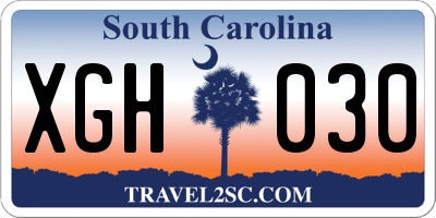 SC license plate XGH030