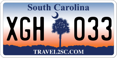 SC license plate XGH033