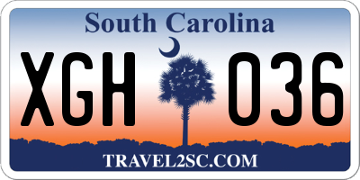 SC license plate XGH036