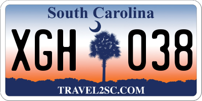 SC license plate XGH038