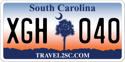 SC license plate XGH040