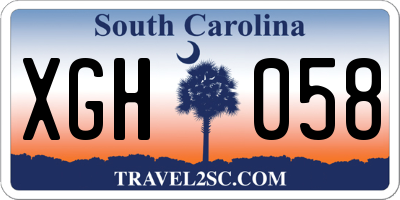 SC license plate XGH058