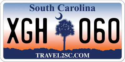 SC license plate XGH060