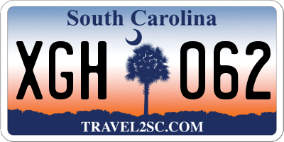 SC license plate XGH062