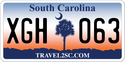 SC license plate XGH063