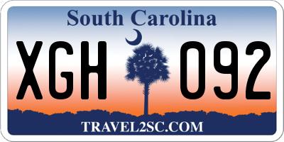 SC license plate XGH092