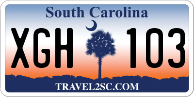 SC license plate XGH103
