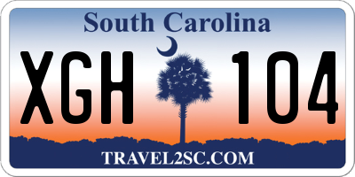 SC license plate XGH104