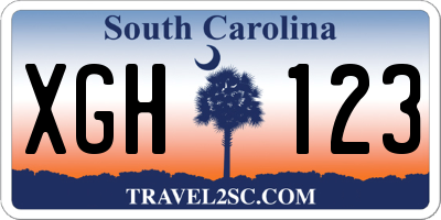 SC license plate XGH123