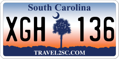 SC license plate XGH136