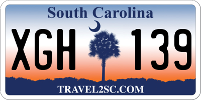 SC license plate XGH139