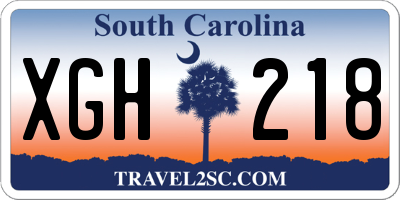 SC license plate XGH218