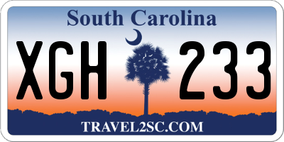 SC license plate XGH233