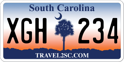 SC license plate XGH234