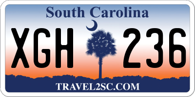 SC license plate XGH236