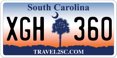 SC license plate XGH360