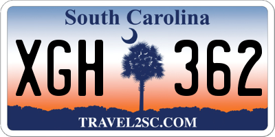 SC license plate XGH362