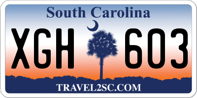 SC license plate XGH603
