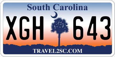 SC license plate XGH643