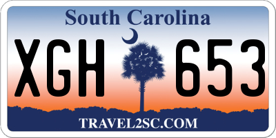 SC license plate XGH653