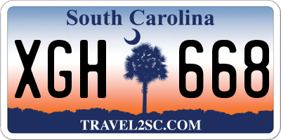 SC license plate XGH668