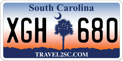 SC license plate XGH680