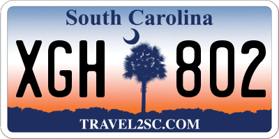 SC license plate XGH802