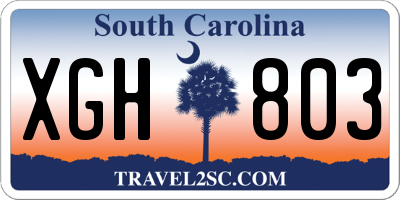 SC license plate XGH803