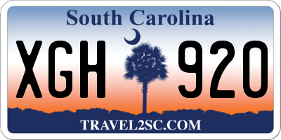 SC license plate XGH920