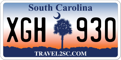 SC license plate XGH930