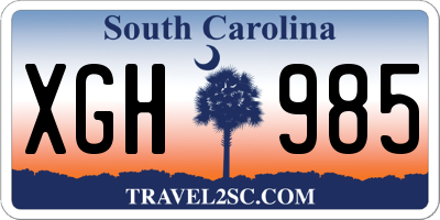 SC license plate XGH985