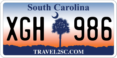 SC license plate XGH986