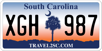 SC license plate XGH987