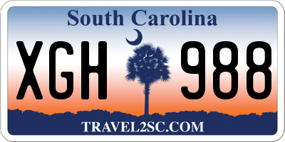 SC license plate XGH988
