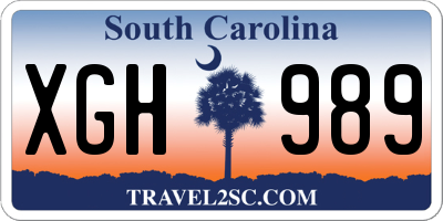 SC license plate XGH989
