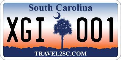 SC license plate XGI001