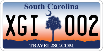 SC license plate XGI002