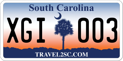 SC license plate XGI003