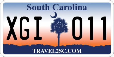 SC license plate XGI011