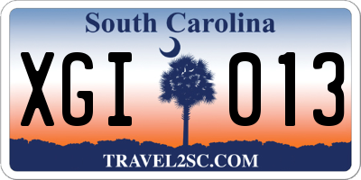 SC license plate XGI013