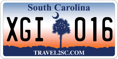 SC license plate XGI016