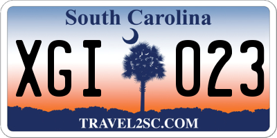 SC license plate XGI023
