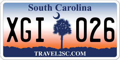 SC license plate XGI026