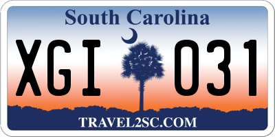 SC license plate XGI031