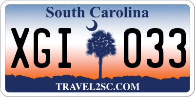 SC license plate XGI033