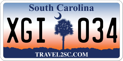 SC license plate XGI034