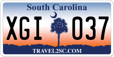 SC license plate XGI037