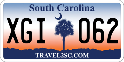 SC license plate XGI062