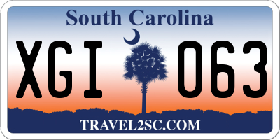 SC license plate XGI063
