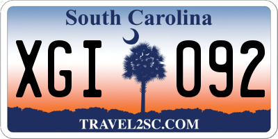 SC license plate XGI092